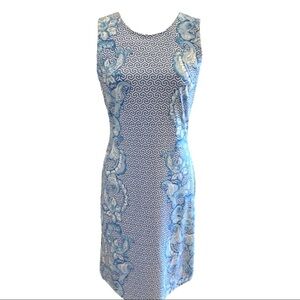 J. McLaughlin Sophia Dress Sleeveless White Blue Size XS